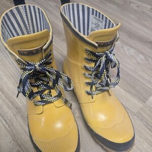 Yellow Lace-Up Rain Boots